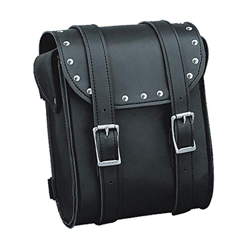 Synthetic Leather Motorcycle Biker Studded Sissy Bar Tool Travel Bag With Quick Release Clip Buckles 8 Inch Tall