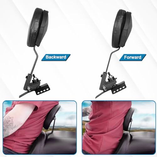 Adjustable Plug-in Rider Backrest Driver Backrest Custom Compatible With for 1997-2026 Harley Touring Road King Street Glide Road Glide Electra Glide With Removable Back Pocket - size: Double Line Style (Black)
