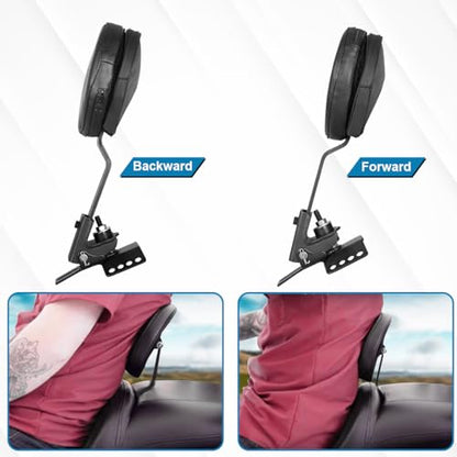 Adjustable Plug-in Rider Backrest Driver Backrest Custom Compatible With for 1997-2026 Harley Touring Road King Street Glide Road Glide Electra Glide With Removable Back Pocket - size: Double Line Style (Black)