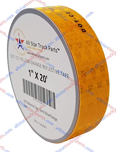 DOT-C2 Reflective Tape, Yellow/Orange Safety Warning Hazard Caution Conspiciuity Tape for School Bus Truck Trailer Boat Semi Motorcycle Bike and Helmet Waterproof (1 in x 50 FT) - size: 1 IN x 50 FT