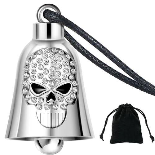 Dream Apparel Motorcycle Bell Guardian Angel Drive Away Gremlin, Biker Bell for Men Women Rider Riding, Good Luck Gift - style: Skull