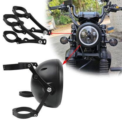 5.75inch CNC Motorcycle Headlight Housing Bucket with CNC Side Mounting Bracket 55-59MM Fork Tube Holder Clamps for Motorcycle - size: 59
