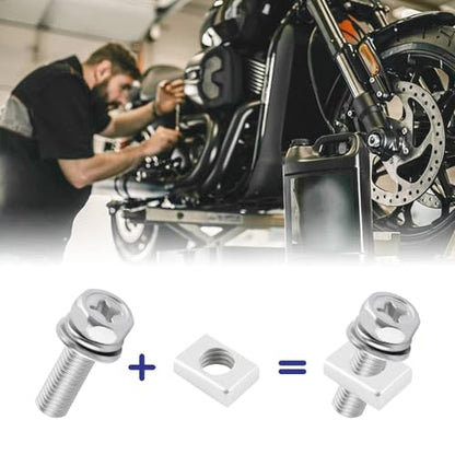 60PCS Motorcycle Battery Bolts and Nuts Kit M6x20/18/16/12/10mm,Stainless Steel Motorcycle Battery Terminal Bolts Kit,Essential Batteries Terminal Nuts for Scooter ATV Bike