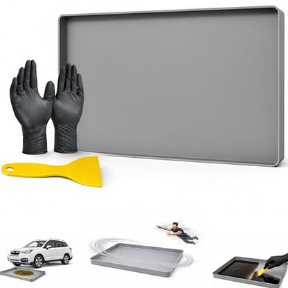 Silicone Oil drip Tray for Under car, One-Piece Molded, Easy to Clean, Lay-Flat Design for Classic Cars, DIY Maintenance, Daily Drip Control and Small Equipment (Grey) - color: grey
