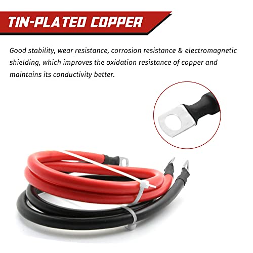 2 AWG Gauge Battery Cable Red Black Pure Copper Battery Cables Power Inverter Wire Set for Solar RV Car Boat Automotive Marine Motorcycle with 5/16 in Lugs (4FT) - size: 4 ft
