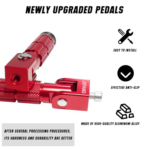 Universal Motorcycle Bicycle Folding Passenger Foot Pegs M8 Rearsets Rear Set Footrests Footpeg Foot Rest Peg Pedals For Bike Install Hole 8mm (A-ZDJT-012-Red) - color: A-ZDJT-012-Red