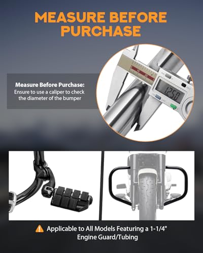 PBYMT Highway Pegs Long Angled 304 Stainless Steel, Highway Footpegs Footrest Fit For 1''&1.25''(25/32mm) Crash Bars Compatible with Harley Davidson Touring Chrome - color: CHROME, size: LONG