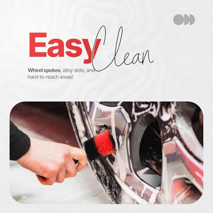 Pack of 1 Wheel Brush - 17Inch Long, Soft Bristle, No Scratch Car Wheel Cleaner Brush - Detailing Brush for Tires, Wheels, Rims, Exhaust Tips, Vehicle Engine, Motorcycles - size: Medium