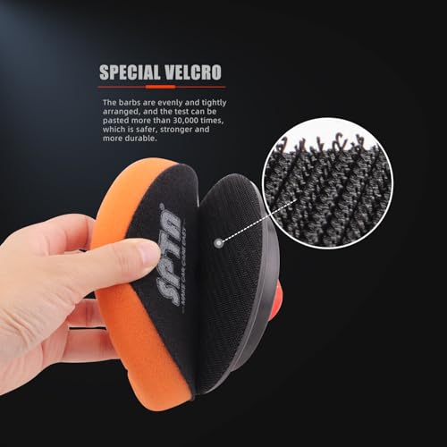 SPTA 2Pcs RO Rotary Flexible Backing Plate, Hoop-and-Loop Face PU Soft Backing Pad Used On Rotary Polisher Sander for Sanding Polishing Buffing Finishing (M14 Thread, Orange, 5Inch (125mm)) - size: 5Inch (125mm), style: M14 Thread