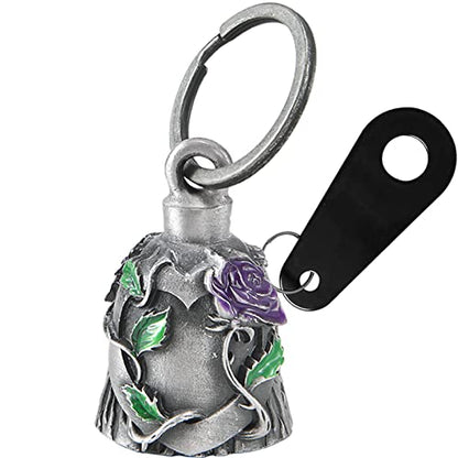 Dream Apparel Motorcycle Bell Guardian Angel Drive Away Gremlin, Biker Bell for Men Women Rider Riding, Good Luck Gift - color: Purple Rose