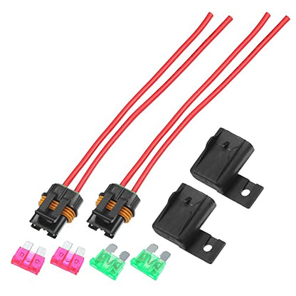X AUTOHAUX 2 Set Inline Fuse Holder Waterproof Blade Style ATO/ATC Holder 50A 12A Gauge Wiring Harness with Cover for Automotive Marine