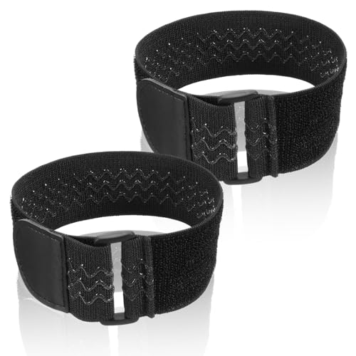 2 Pcs Ankle Straps Adjustable Boot Bands Elastic Polyester Pant Leg Straps Multipurpose Black Elastic Magic Fastening Belt Wrist Wrap Brace with Buckle for Biking Hiking Fishing Gardening Uniform