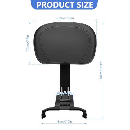 Motorcycle Rear Passenger Backrest Fit for Can-Am Ryker 600/900/Rally Edition 2019-2026, Ryker Sport 2022-2026, 15 Inches Detachable Backrest Pad with Mount Kit, Replace #219400843 (Black) - color: Black
