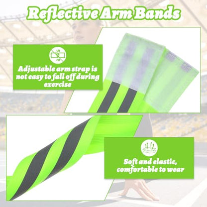 6Pcs Reflective Arm Bands for Night Walking with Storage Bag, Elastic Reflective Arm Band and Ankle Band for Runners, Adjustable Neon Reflectives Strap Bracelets for Running Walking Cycling