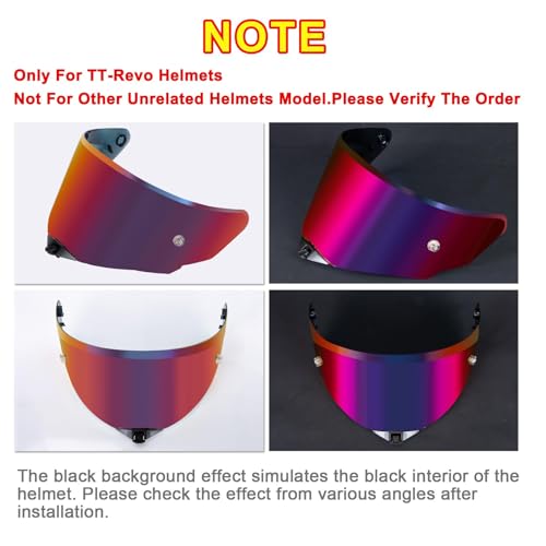 PSLER TT-Revo Visor - TT Revo Helmet Tinted Visor Face Shield Replacement for TT-Revo,Blue Purplish Red - color: Blue Purplish Red