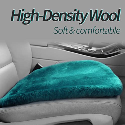 IRIWOOL Genuine Sheepskin Auto Seat Pad, Australian Soft Wool Seat Cover Breathable and Sweat-Wicking Comfort Warm Universal Fit,19.2 inch x19.2 inch (Front seat Cushion 1pc, Dark Green) - color: Dark Green, size: 1 Count (Pack of 1)