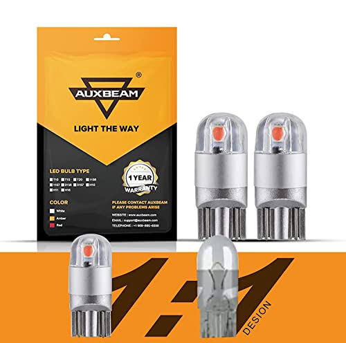 Auxbeam T10 194 LED Bulbs Red, Super Bright Non-Polarity W5W 168 2825 Car Interior Lights, Replacement Bulb for Dashboard Lights, License Plate lights, Dome Map Light,Brake Light 2 PCS - color: Red, size: 2 Pack