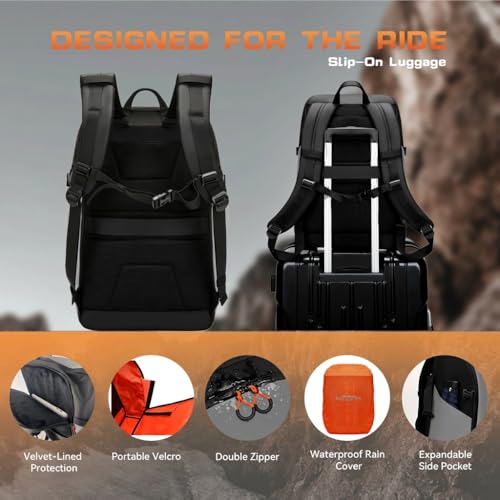Motorcycle Helmet Backpack Large Capacity Reflective Waterproof Laptop Backpack with Padded Electronics Compartment Mochilas Para Motociclistas for Cycling Hiking Riding - style: Black