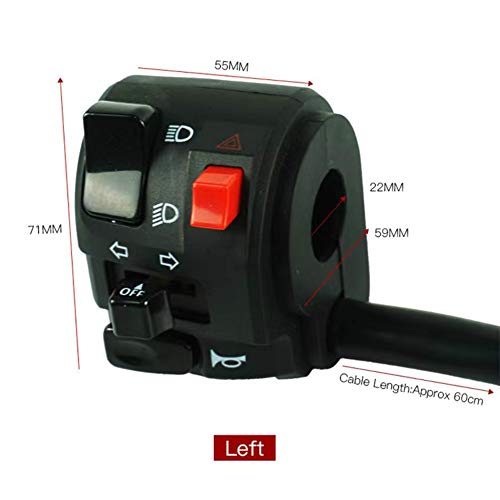 78 inches 22mm Motorcycle Switch, ATV Motorbike Handlebar Left Right Switches for Horn Button Turn Signal Electric Fog Lamp Light Start Kill Warning Light, 1pair