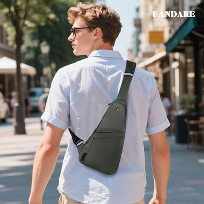 FANDARE Lightweight Sling Bag Men Chest Pack with Reflective Strips Women Versatile Motorcycle Crossbody Bags Cover Shoulder Carry Body Wallet for Hiking Running Outdoor Travel Daypacks Green - color: Green