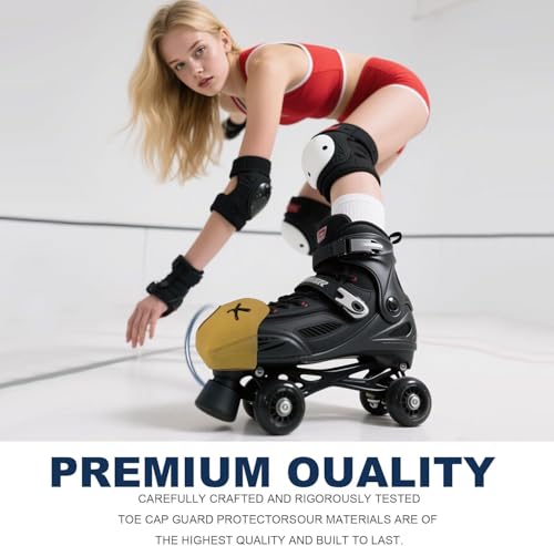 100% Real Cowhide | Toe Cap Guard Protectors | Roller Skate Derby Speed 1 Pair (Yellow) - color: Yellow