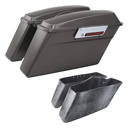 SLMOTO Hard Saddlebags Saddle Bags Trunk W/Chrome Latches For Harley Touring Road King Road Glide Street Glide Electra Glide 1994-2013 Pewter Pearl Motorcycle ABS - color: Glossy Painted(Chrome Latches)