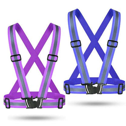 Reflective Vest Running Gear, 2Pack High Visible Safety VES for Cycling Jogging Running Walking, Adjustable for Men Women - color: Blue+Purple