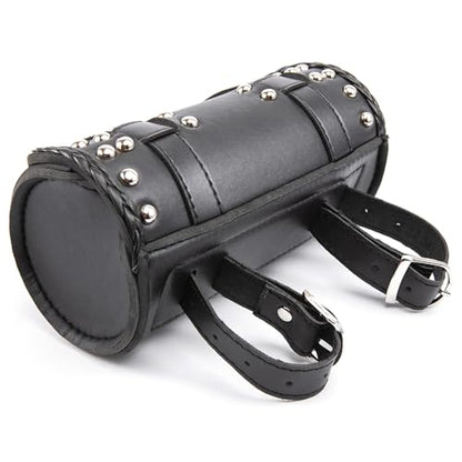 Mini Motorcycle Handlebar Bag Saddlebag Roll Tool Bag for Cafe Racer Bobber Chopper Storage pouch (Black A) - color: Black A