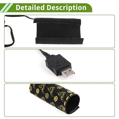 Heated Motorcycle Hand Grips Cover 5V Handlebar Cover 6 Adjustable Temperature with Memory Function Metal Heating Film Cloth Black 1set