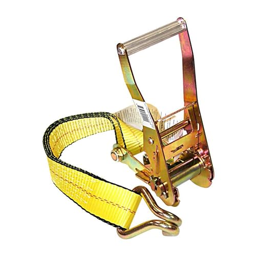 Everest Premium Ratchet Tie Down – 1 PK – 2 IN – 27 FT – 3333 LBS Working Load – 10000 LBS Break Strength – Double J Hook – Cargo Straps Perfect for Moving Appliances, Lawn Equipment and Motorcycles
