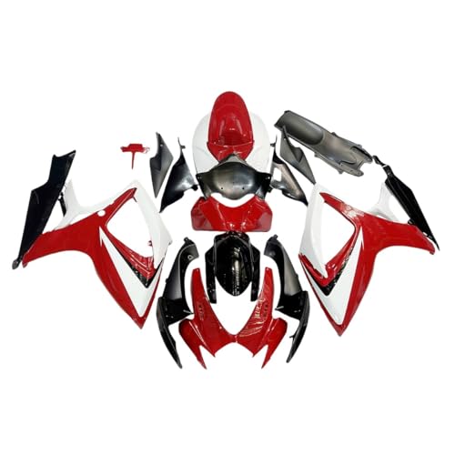 FLPRO Motorcycle Fairings Compatible for Suzuki 06 07 GSXR600 GSXR750 K6 2006 2007 GSX-R600 GSX-R750 Fairing Kit ABS Plastic Injection Bodywork Red White Black Body Kits - color: Red White Black-1