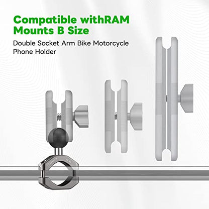 FANAUE Handlebar Clamp Mount U-Bolt Base with B Size 1" Ball for 0.85" to 1.14" Diameter Rail, Compatible with RAM Mounts B Size Double Socket Arm & Motorcycle Phone Mount (Pack of 2) - size: CC-05X (Pack of 2)