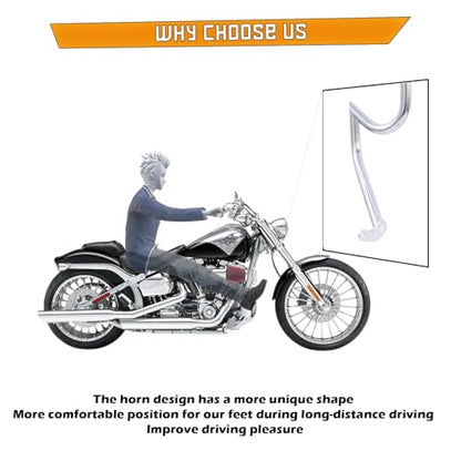 Kinglemc Crash Bar Engine Guard Highway Freeway Bar for Harley Davidson Breakout Blackline Rocker Softail Standard Custom Springer Deuce Night Train 2000-2017 (Mustache Style-Chrome) - color: Mustache Style-Chrome