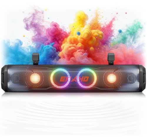 Ehaho 26 Inch 6 Speaker UTV Sound Bar, Bluetooth Golf Cart Speakers [Color Changing RGB & Strobe Light] IP66 Waterproof ATV Speaker System, SXS SoundBar Compatible with Polaris RZR CFmoto Can-Am - size: 26IN