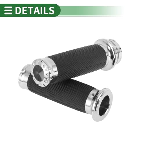 0.98"x0.98" Universal Motorcycle Hand Grips Cover Non Slip Aluminum Rubber Handlebar Grips for Motorcycle Scooter Bicycle Black Silver Tone 1 Pair - color: Black +Silver Tone