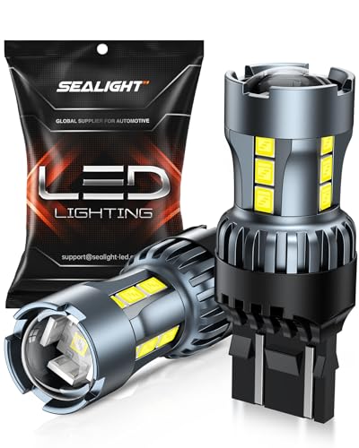 SEALIGHT 7443 7440 LED Bulb White Reverse Light, 7444na 7441 7444 T20 W21W LED Light Bulb with Projector for Backup Light,Tail Light,Brake Parking, Pack of 2 - color: White, size: 7443/7440