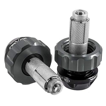 Throttle Lock Cruise Control Grip Ends Handlebar Plugs Sliders for 22mm Motorcycle Handlebar with 14mm/18mm Inner Diameter or with M6 Screw Holes (Titanium) - color: Titanium