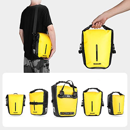 Rhinowalk Bike Pannier Bag 7L Waterproof Bicycle Rear Rack Bag With Shoulder Strap for Touring Cycling - color: Yellow