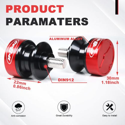 10mm Swing Arm Spools Sliders CNC Red M10 Stand Slider for M10x1.25 Motorcycle Swing Arm Fit for CFMoto 450SS 450SR 700 CL-X 800MT EX250 EX300 EX500 EX650 Ninja 500 ZX10R ZX14R Z1000 | For M10x1.25 Motorcycle Swing Arm Fit for CFMoto 450SS 450SR 700 CL-X