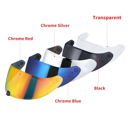 R420 Visor Shield Repalcement, UV Protection Outer Face Helmet Shield Compatible with R420 Motorcycle Accessories (Chrome Red) - color: Chrome Red