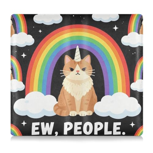 GuoChe Pu Leather Registration and Insurance Card Holder Men Women Document Wallet for any Car, Truck, Motorcycle, Trailer or Boat Rainbow Maine Coon Ew People Fantasy Creature Cat - color: 24