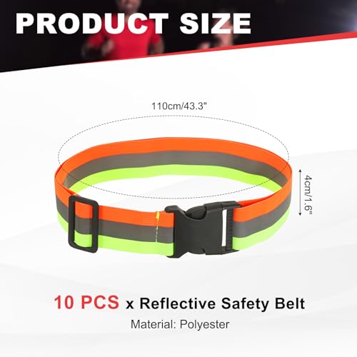 Reflective Safety Belt, Adjustable High Visibility Glow Belt Outdoor Running Gear Accessories - color: Yellow Orange