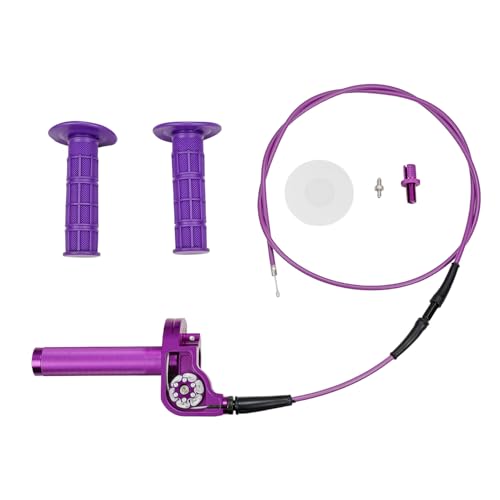 Motorcycle Twist Throttle 7/8" 22mm with Handle Grip Throttle Cable CNC Assembly Universal for CRF KLX SSR TTR DRZ CT200U 125 150 200 250cc Dirt Pit Bike ATV Mini Bike Purple - color: purple