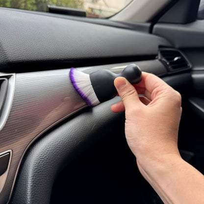 Car Detailing Brush, Soft Bristle Cleaning Brush, Scratch-Free Auto Duster Tool for Dashboard, Air Vents, Leather & Interior Cleaning (Black&Purple) - color: Black&Purple