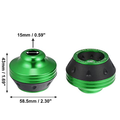 X AUTOHAUX Pair Motorcycle Wheel Front Fork Frame Sliders Falling Protector Green Universal - color: Green