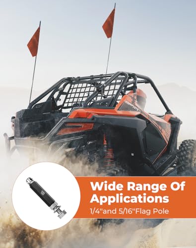 KEMIMOTO UTV ATV Flag Mount, Quick Release Dune Flag Pole for 1/4'' & 5/16" Mounting Base Compatible for Polaris RZR Sportsman Can-Am Outlander Maverick X3
