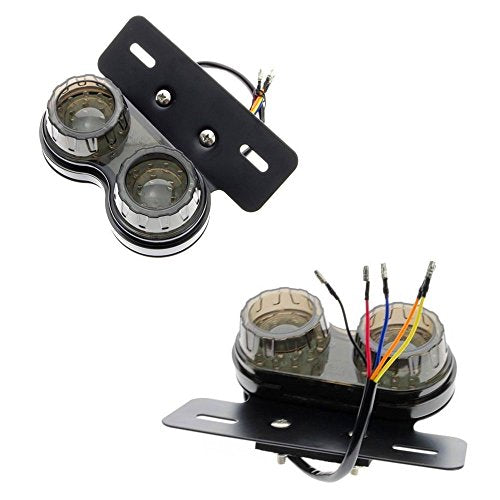 40W 40-LED Motorcycle Tail Light Integrated Driving&Brake Light Turn Signal Lamp With License Plate Bracket for Harley Honda Yamaha Suzuki Kawasaki (Black)