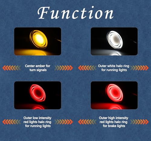 Motorcycle Front Rear LED Turn Signals Universal Bullet Tail Lights Chrome Brake Taillights Motorbike Running Light Compatible with Honda Harley Suzuki Yamaha Kawasaki - color: Amber+Red+White