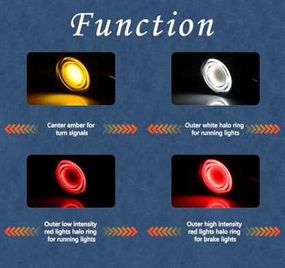 Motorcycle Front Rear LED Turn Signals Universal Bullet Tail Lights Chrome Brake Taillights Motorbike Running Light Compatible with Honda Harley Suzuki Yamaha Kawasaki - color: Amber+Red+White