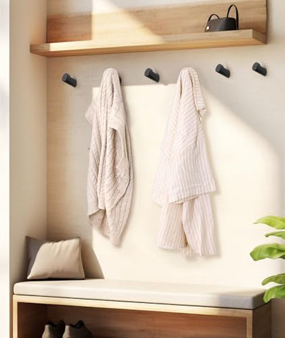 Optish Wood Wall Hooks for Hanging, 4 Pack Hat Hook for Walls, Coat Hook Wall Mount, Backpack Hooks for Walls, Bathroom Towel Hanger (Black) - color: Black